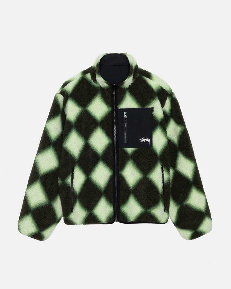 Green Stüssy Sherpa Reversible Jacket | FSTY9-7321