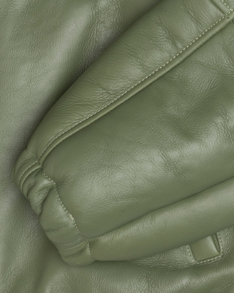 Green Stüssy Work Jacket Shearling | CWDZ9-2407