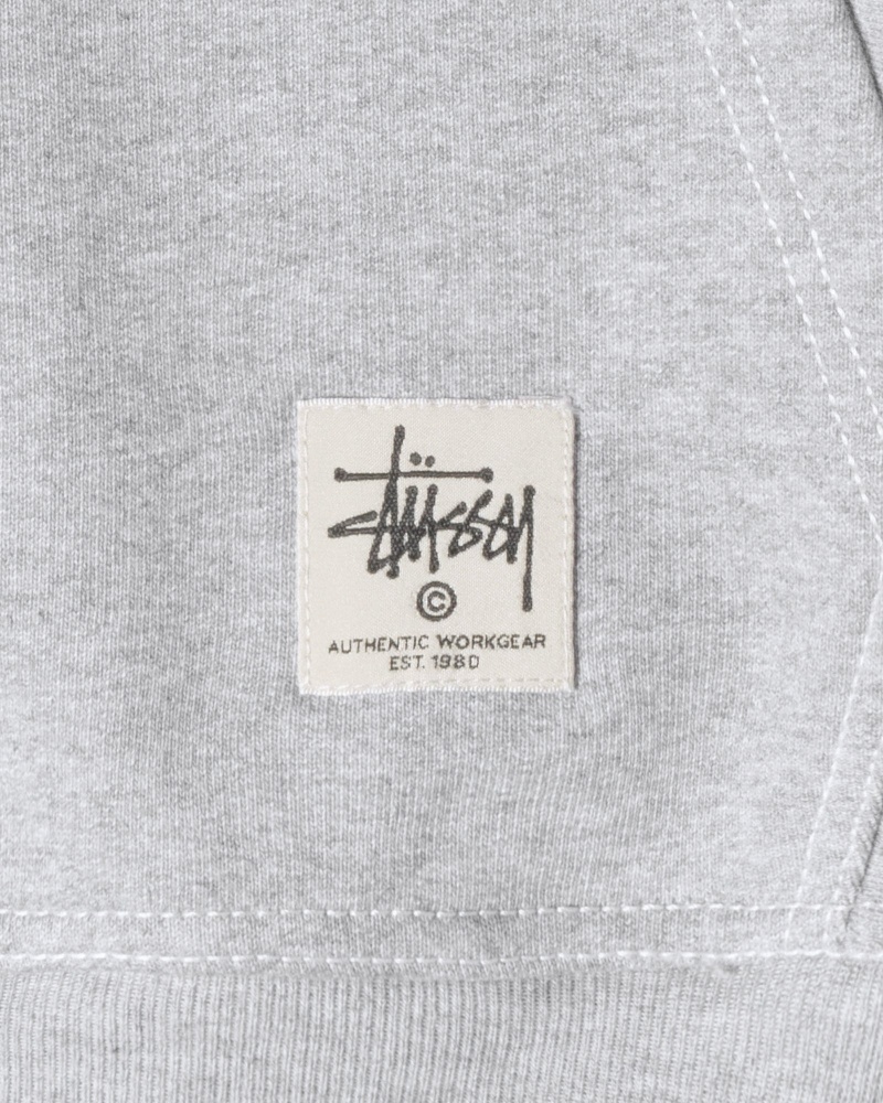 Grey Heather Stüssy Contrast Stitch Label Hoodie | OFRT5-0416