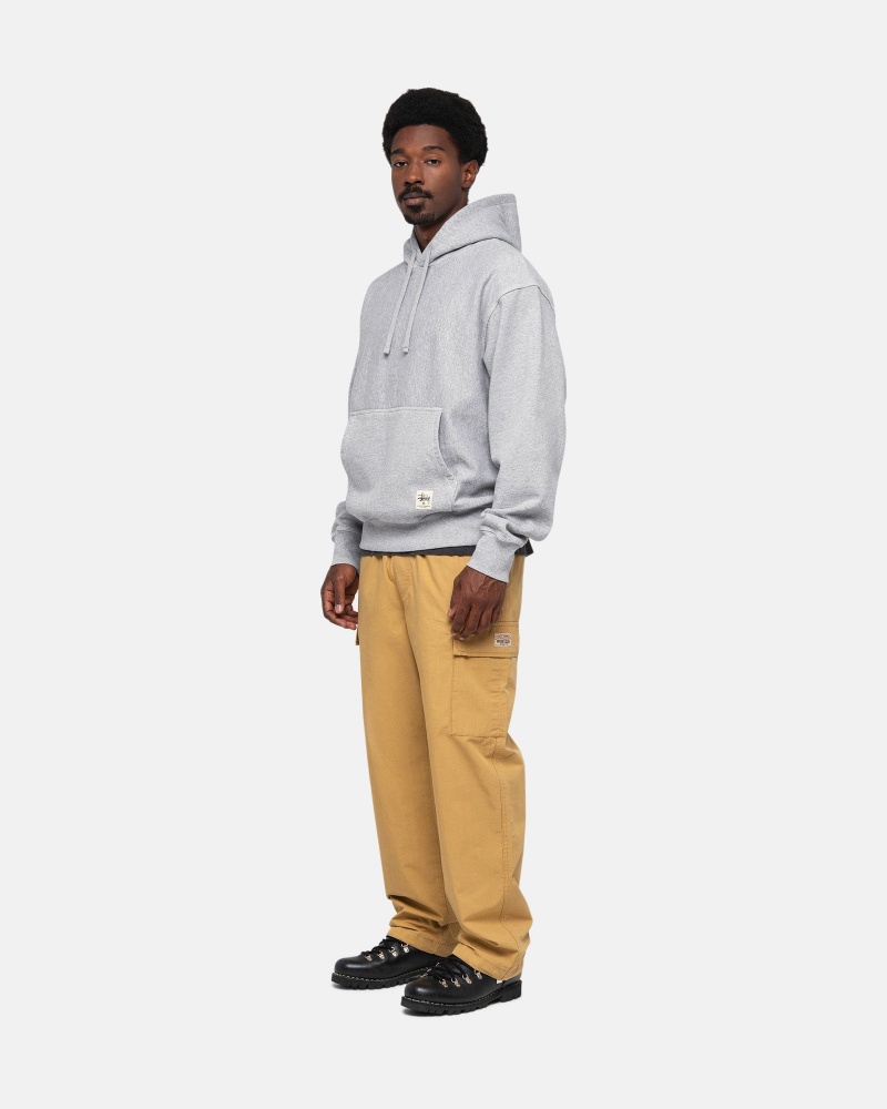 Grey Heather Stüssy Contrast Stitch Label Hoodie | OFRT5-0416