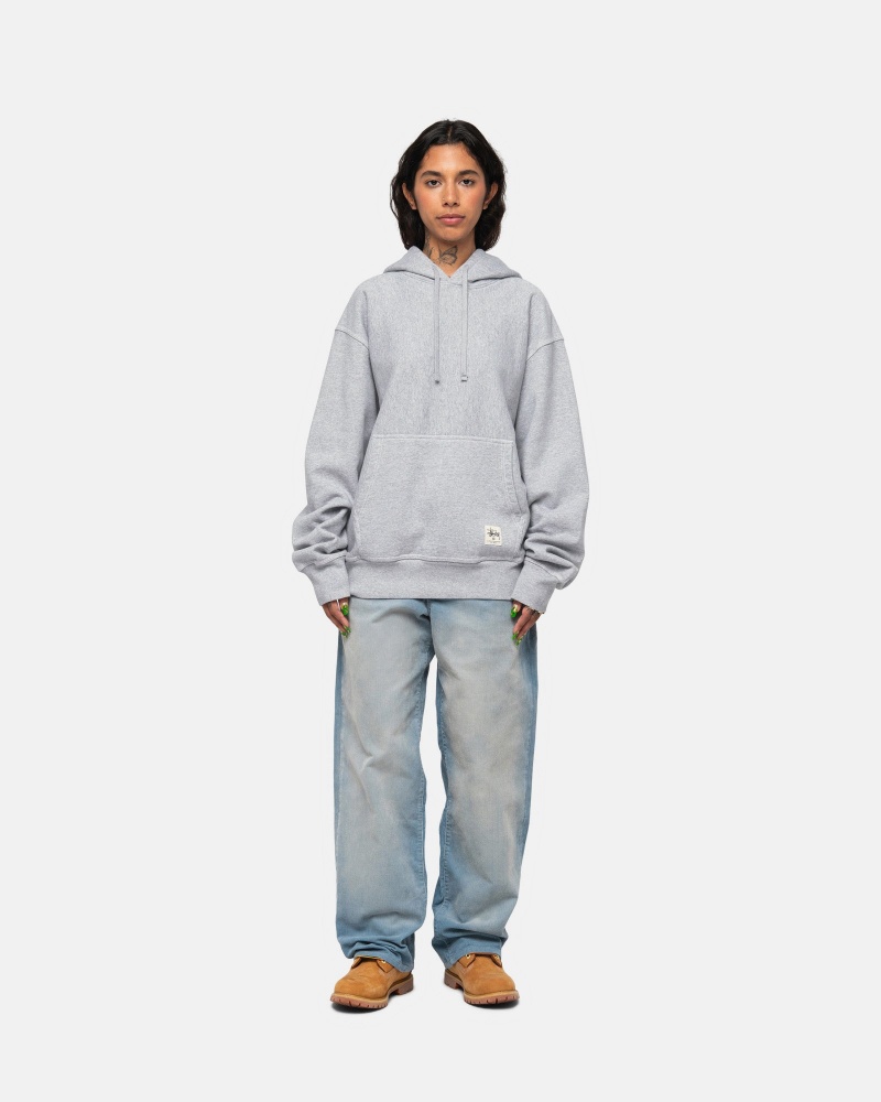 Grey Heather Stüssy Contrast Stitch Label Hoodie | OFRT5-0416