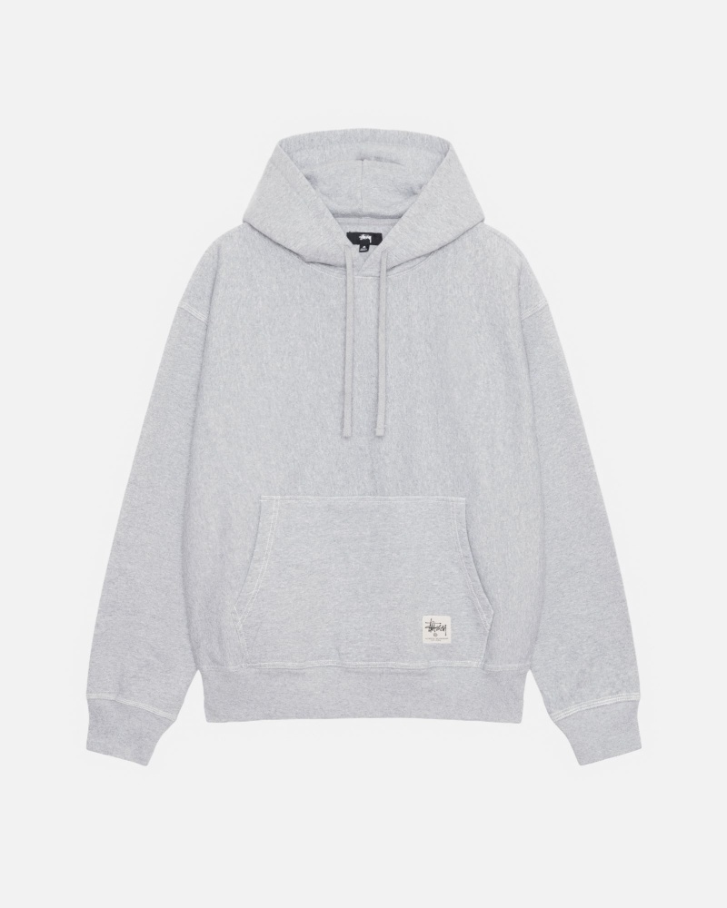 Grey Heather Stüssy Contrast Stitch Label Hoodie | OFRT5-0416