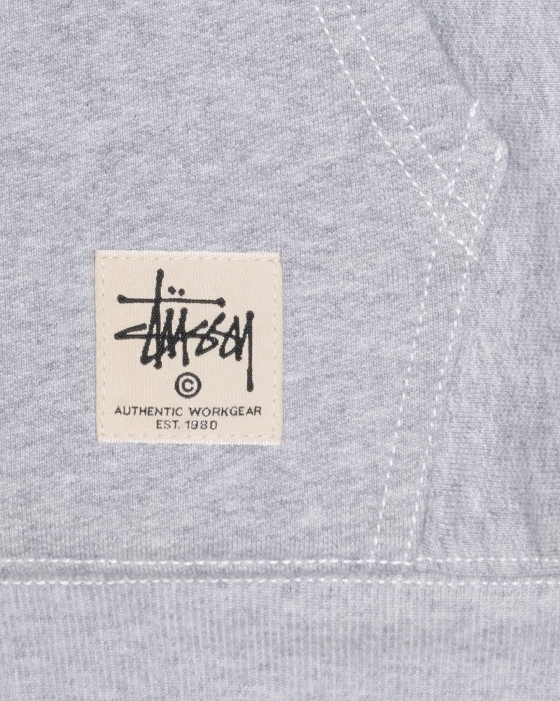 Grey Heather Stüssy Double Face Label Zip Hoodie | KTEN8-2465