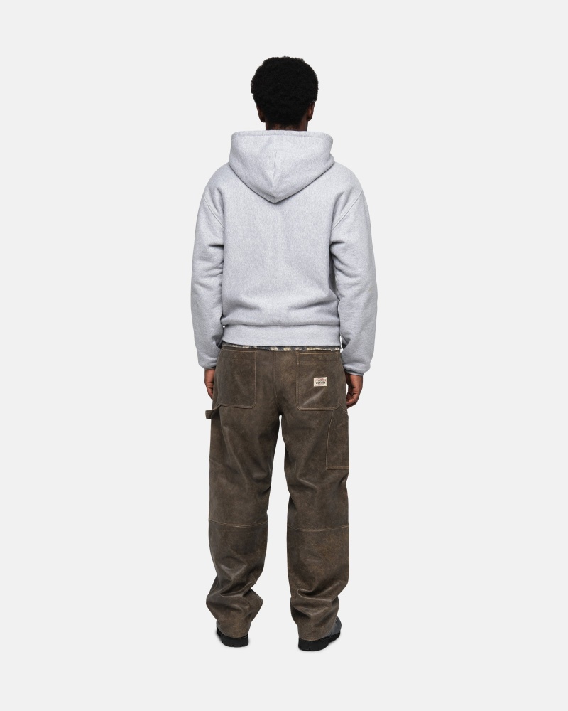 Grey Heather Stüssy Double Face Label Zip Hoodie | KTEN8-2465