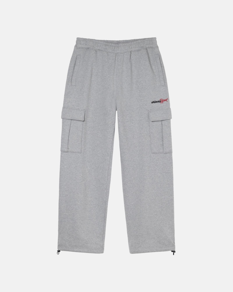 Grey Heather Stüssy Sport Cargo Fleece Pant | MZGE2-3187