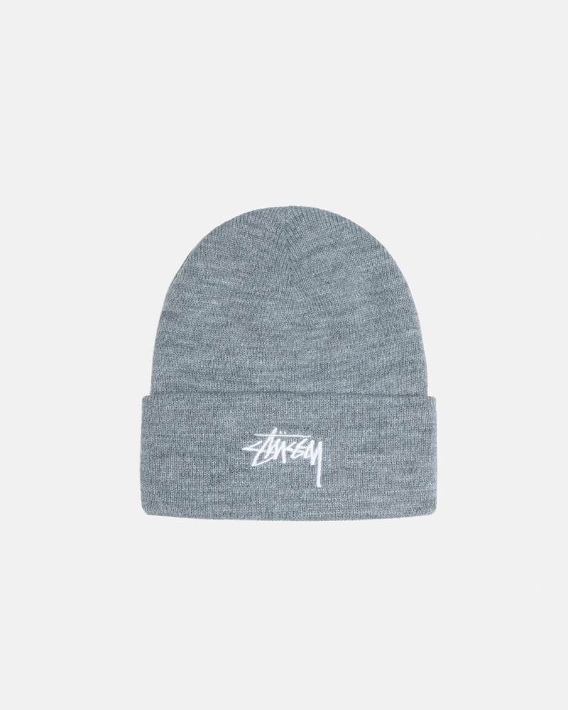 Grey Heather Stüssy Stock Cuff Beanie | CRUB2-4703