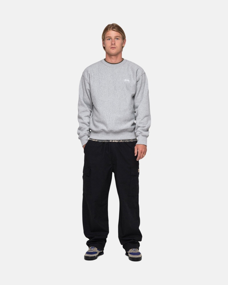 Grey Heather Stüssy Stock Logo Crew | MIRK5-9807