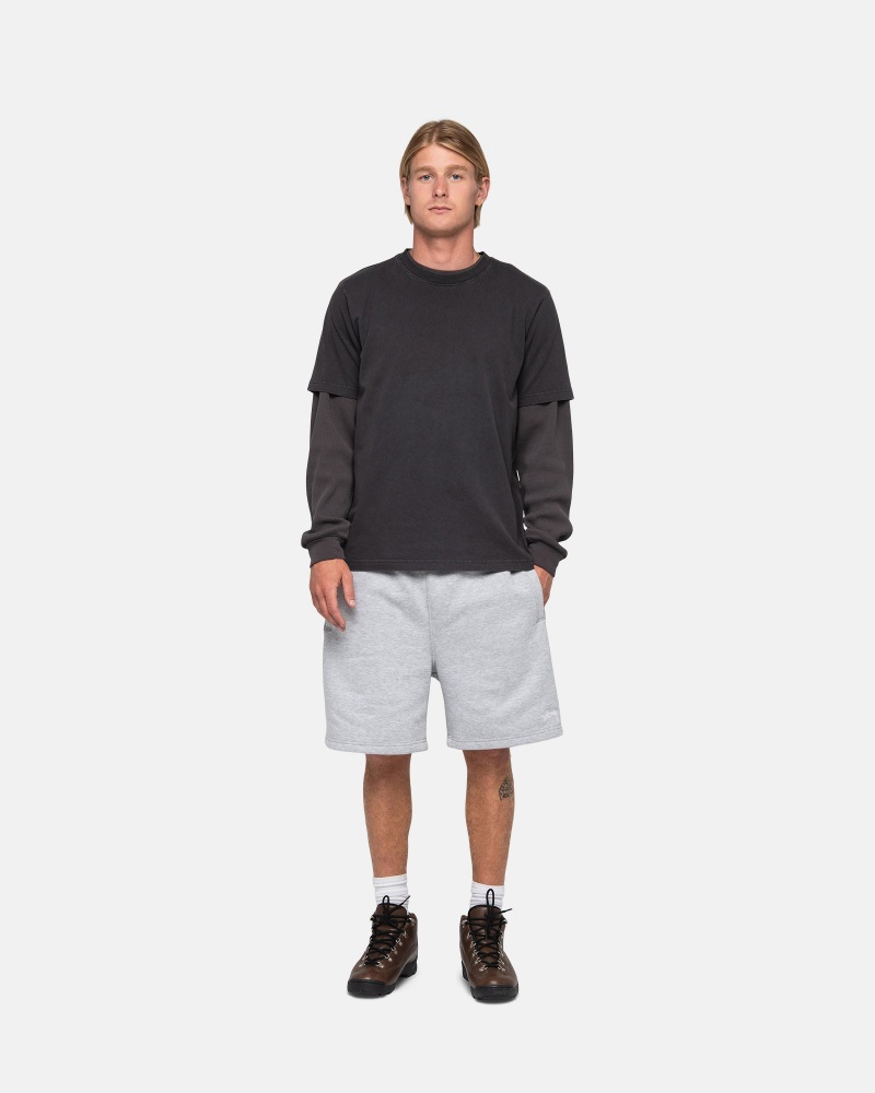 Grey Heather Stüssy Stock Logo Sweatshort | ROVL0-5931