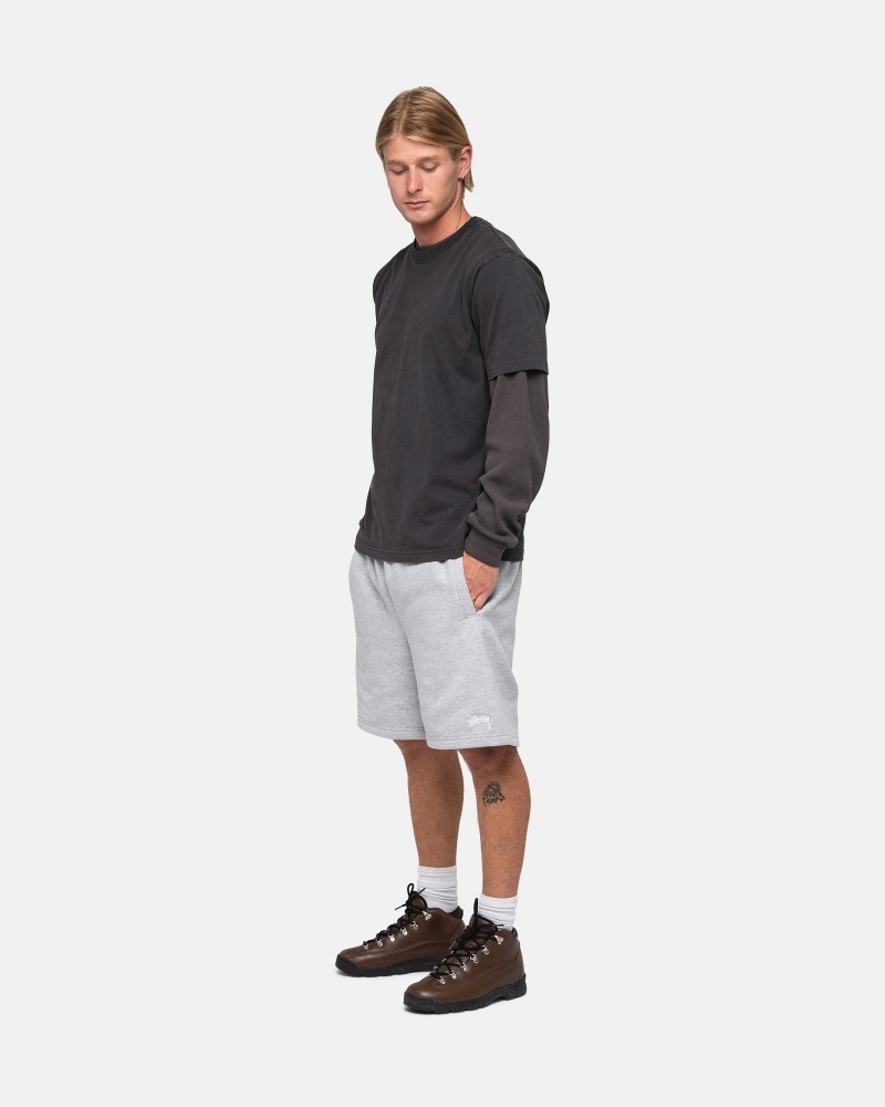 Grey Heather Stüssy Stock Logo Sweatshort | ROVL0-5931