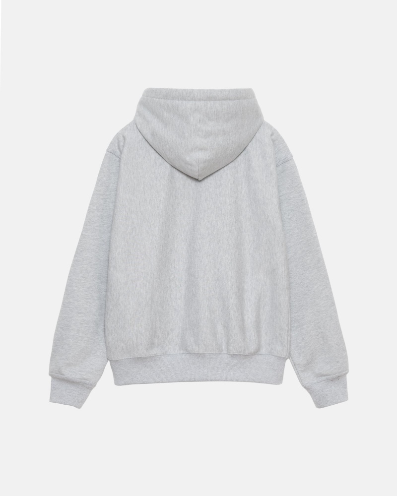 Grey Heather Stüssy Stock Logo Zip Hoodie | ICNS9-4863