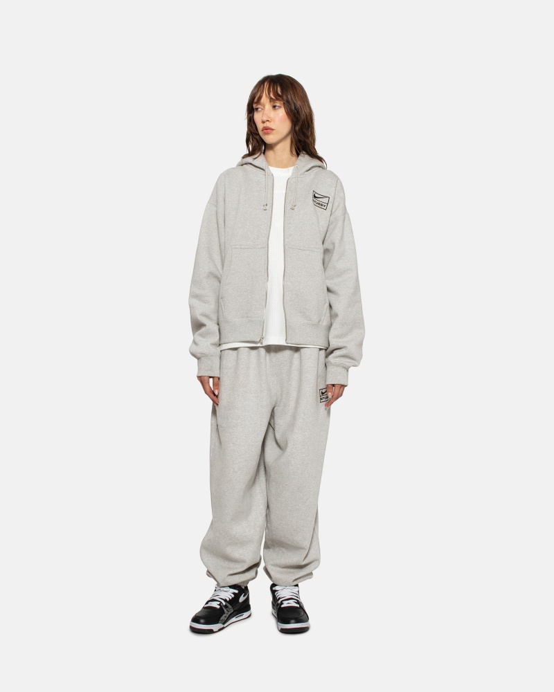 Grey Heather Stüssy & Nike Fleece Zip Hoodie | BMHJ3-1704