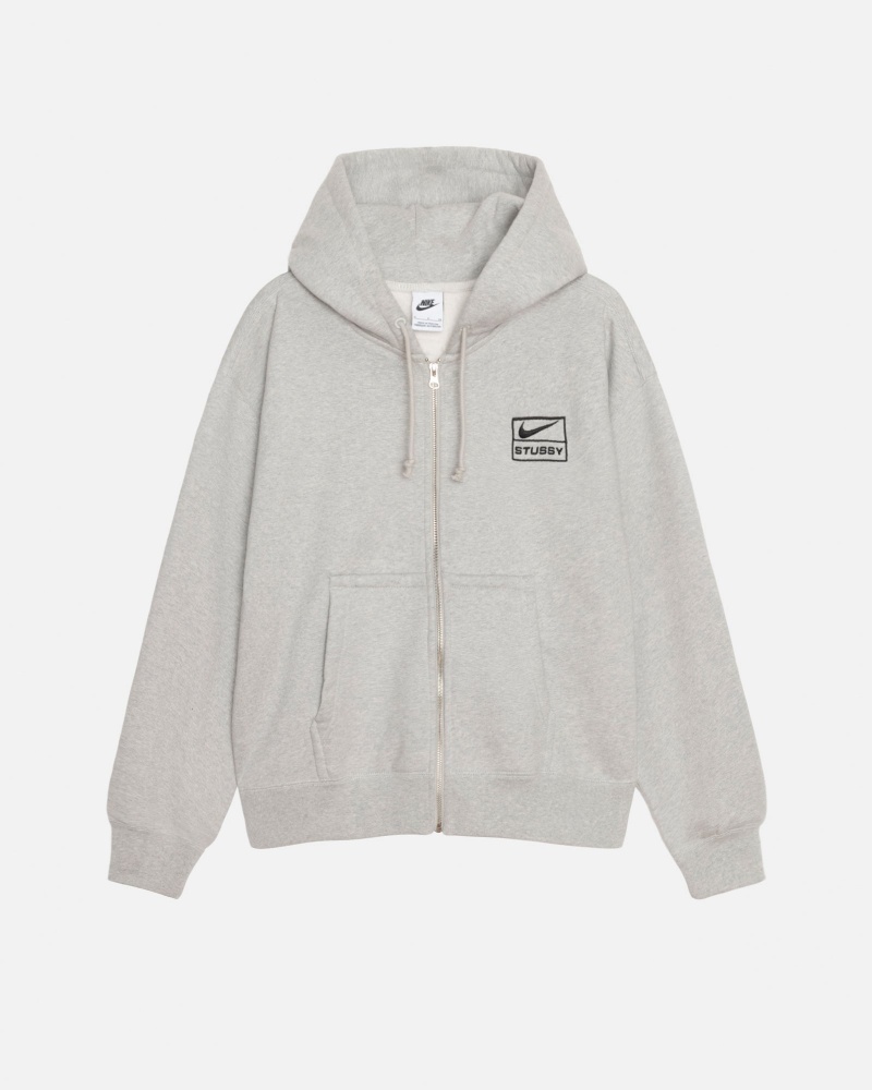 Grey Heather Stüssy & Nike Fleece Zip Hoodie | BMHJ3-1704