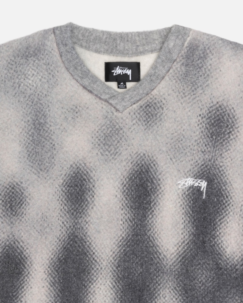 Grey Stüssy Gradient Dot Brushed Sweater | FSZO-23684