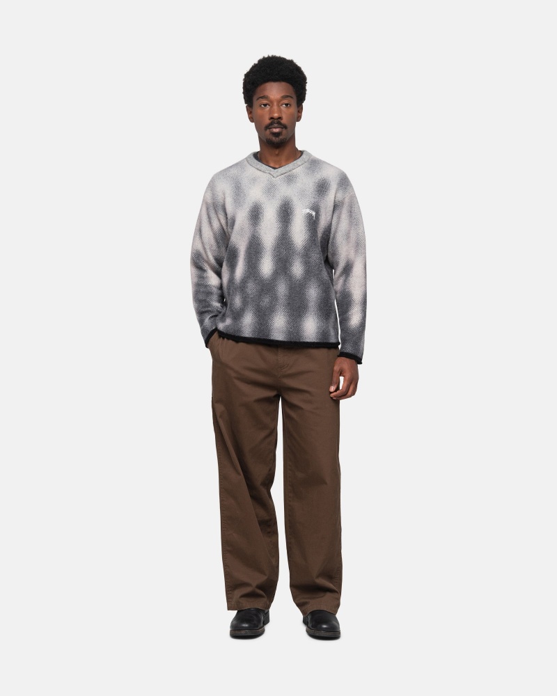 Grey Stüssy Gradient Dot Brushed Sweater | FSZO-23684