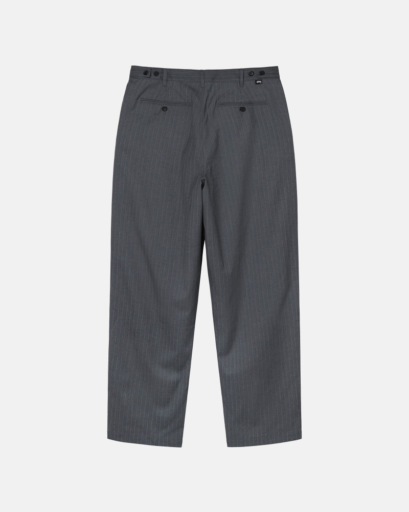 Grey Stüssy Striped Volume Pleated Trouser | YQPI5-6829