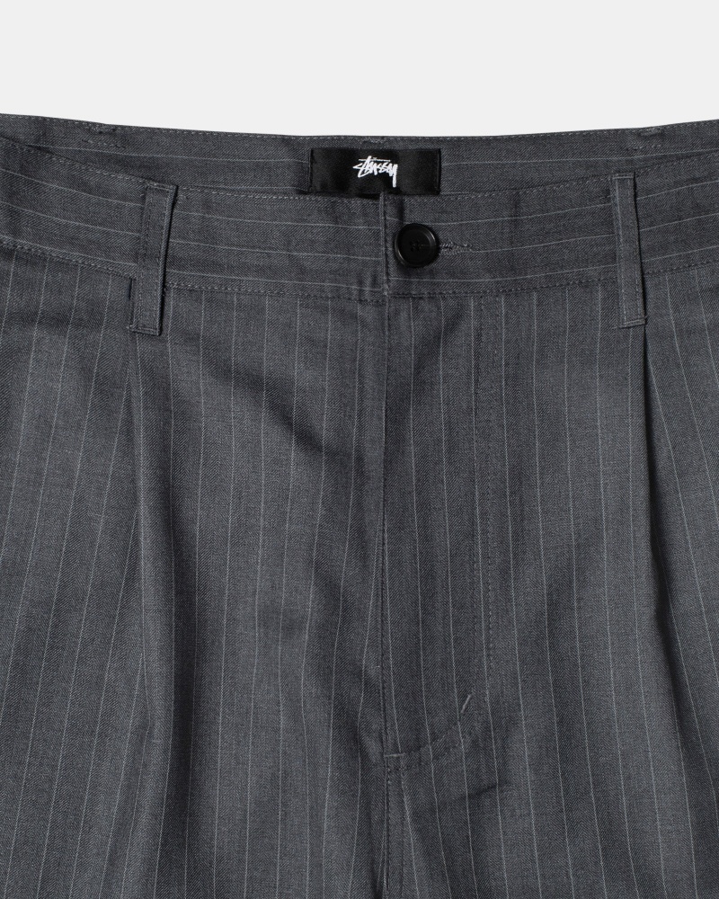 Grey Stüssy Striped Volume Pleated Trouser | YQPI5-6829