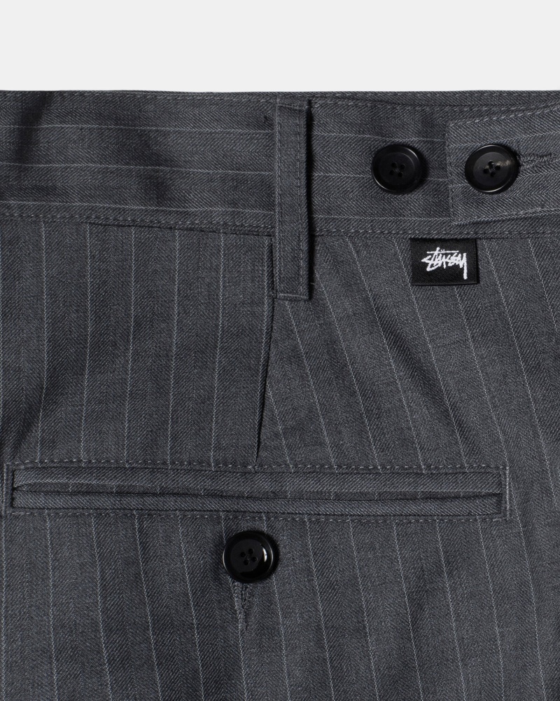 Grey Stüssy Striped Volume Pleated Trouser | YQPI5-6829