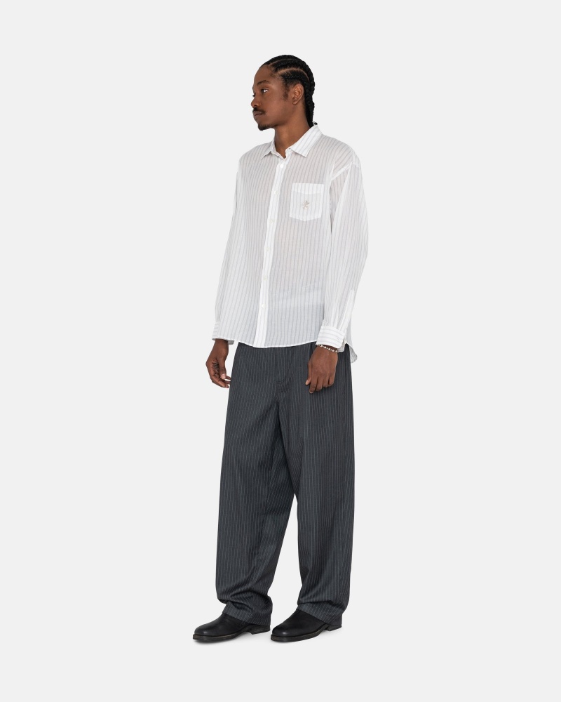 Grey Stüssy Striped Volume Pleated Trouser | YQPI5-6829