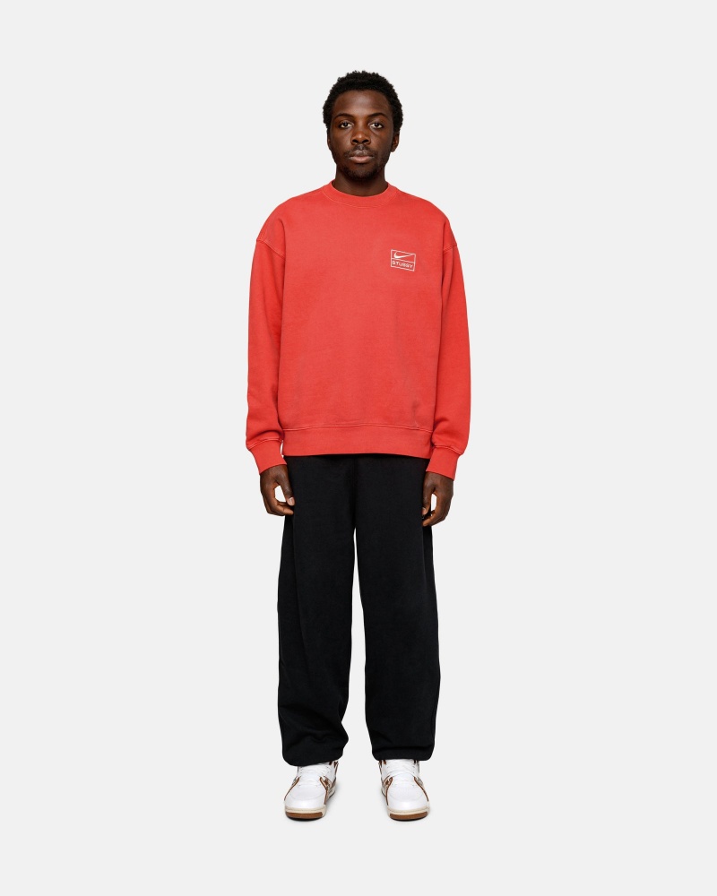 Habanero Red Stüssy & Nike Pigment Dyed Fleece Crew | WCHR4-6985