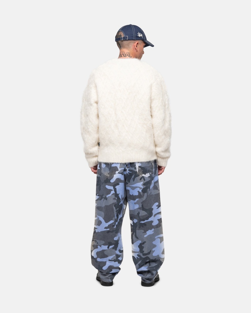 Ivory Stüssy Fuzzy Lattice Crew Sweater | LXSG0-5123