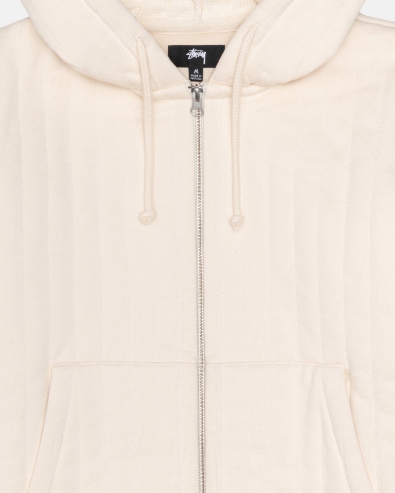 Ivory Stüssy Vertical Quilted Zip Hood | RSVI3-4612