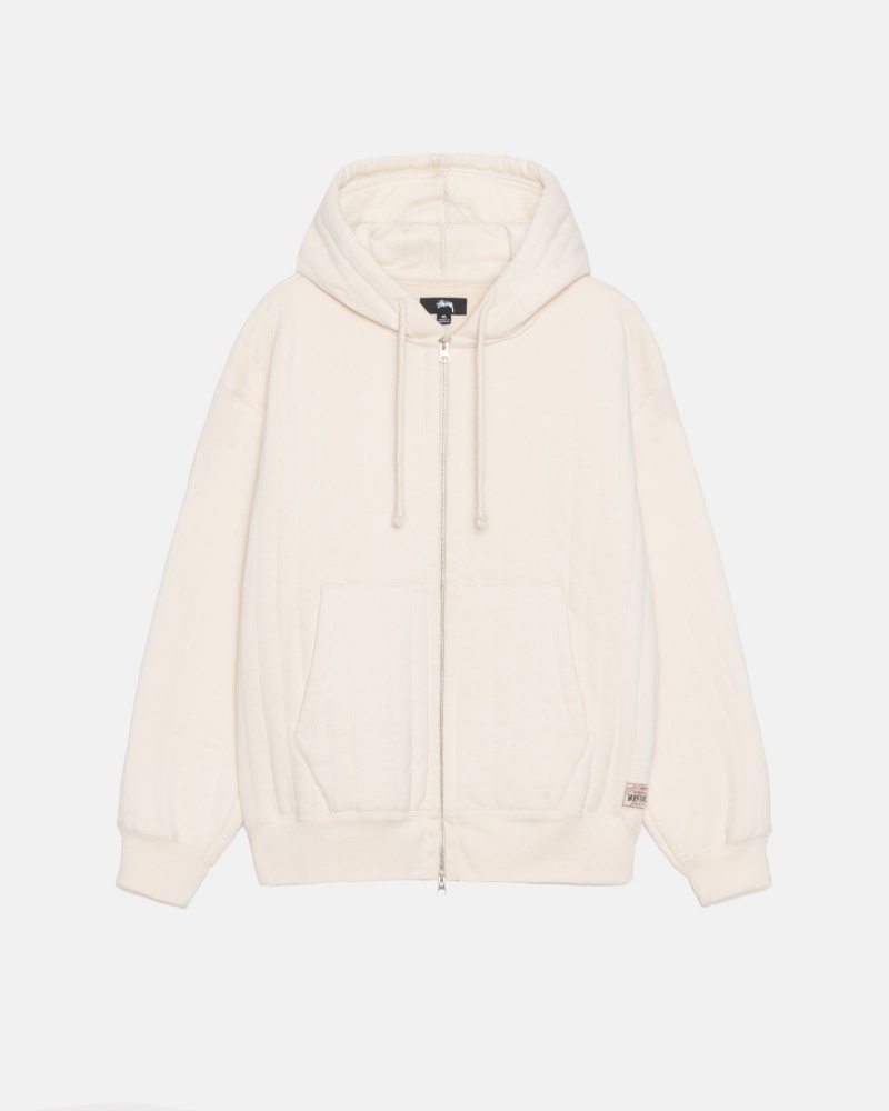 Ivory Stüssy Vertical Quilted Zip Hood | RSVI3-4612