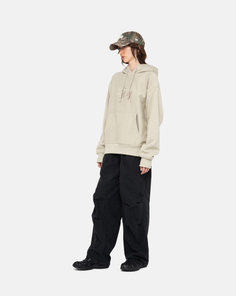 Khaki Stüssy Basic Applique Hood | MJWU-53248