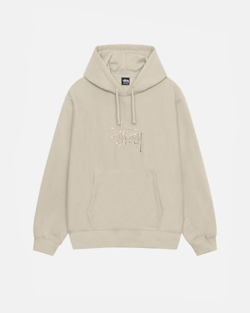 Khaki Stüssy Basic Applique Hood | MJWU-53248