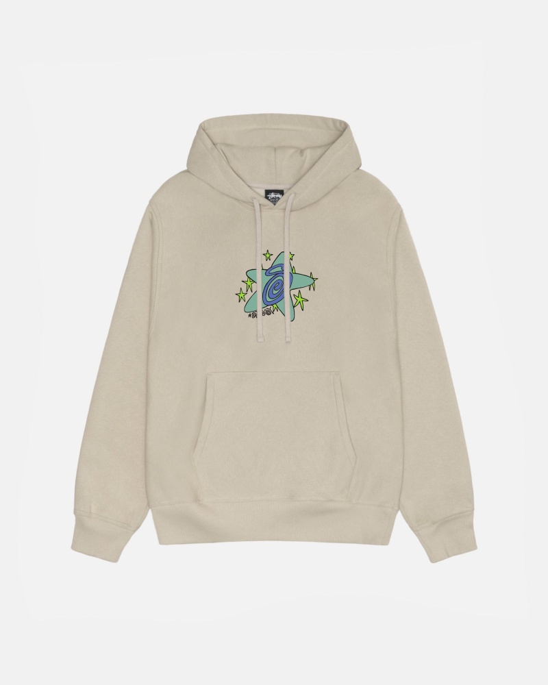 Khaki Stüssy Galaxy Hoodie | WTFX8-4152