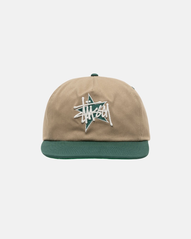 Khaki Stüssy Mid-Depth Basic Star Strapback | CNQS-65873