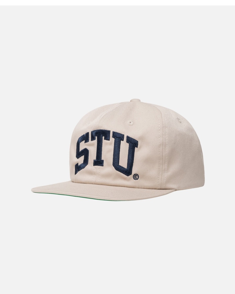 Khaki Stüssy Mid-Depth Stu Arch Strapback | TFUP9-6208