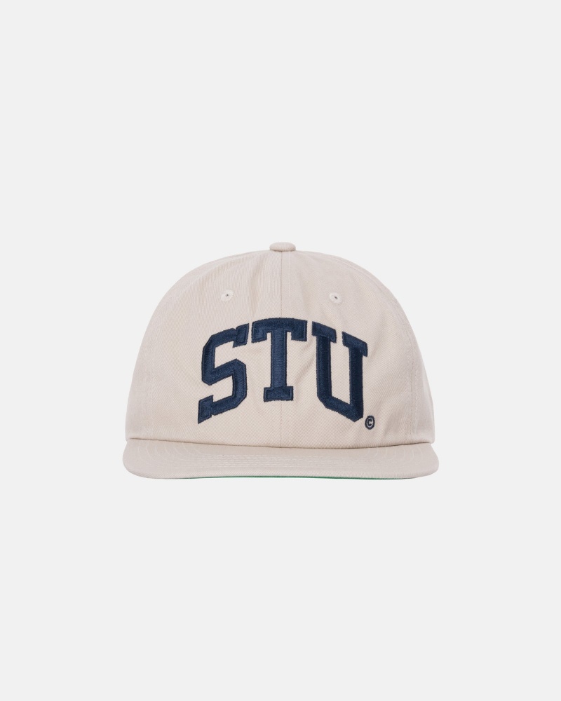 Khaki Stüssy Mid-Depth Stu Arch Strapback | TFUP9-6208