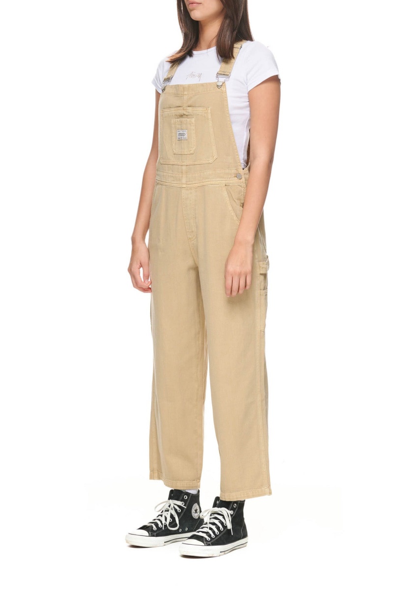 Khaki Stüssy Nevada Denim Overall | QVLTIK-237