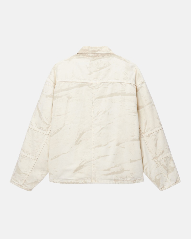 Khaki Stüssy Shop Jacket Distressed Canvas | PAXJ0-6738