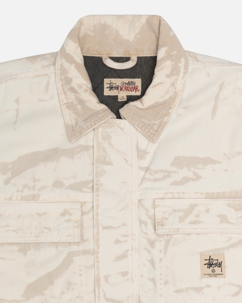 Khaki Stüssy Shop Jacket Distressed Canvas | PAXJ0-6738