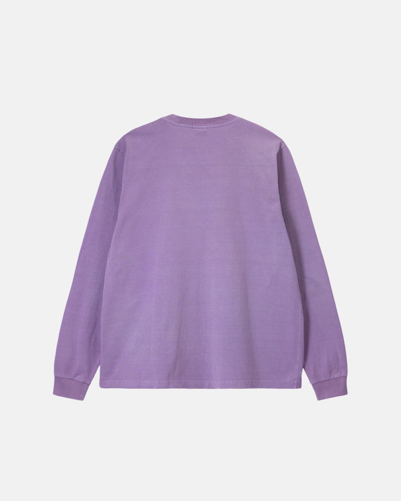 Lavender Stüssy Heavyweight Pigment Dyed Ls Crew | NOCG-07391