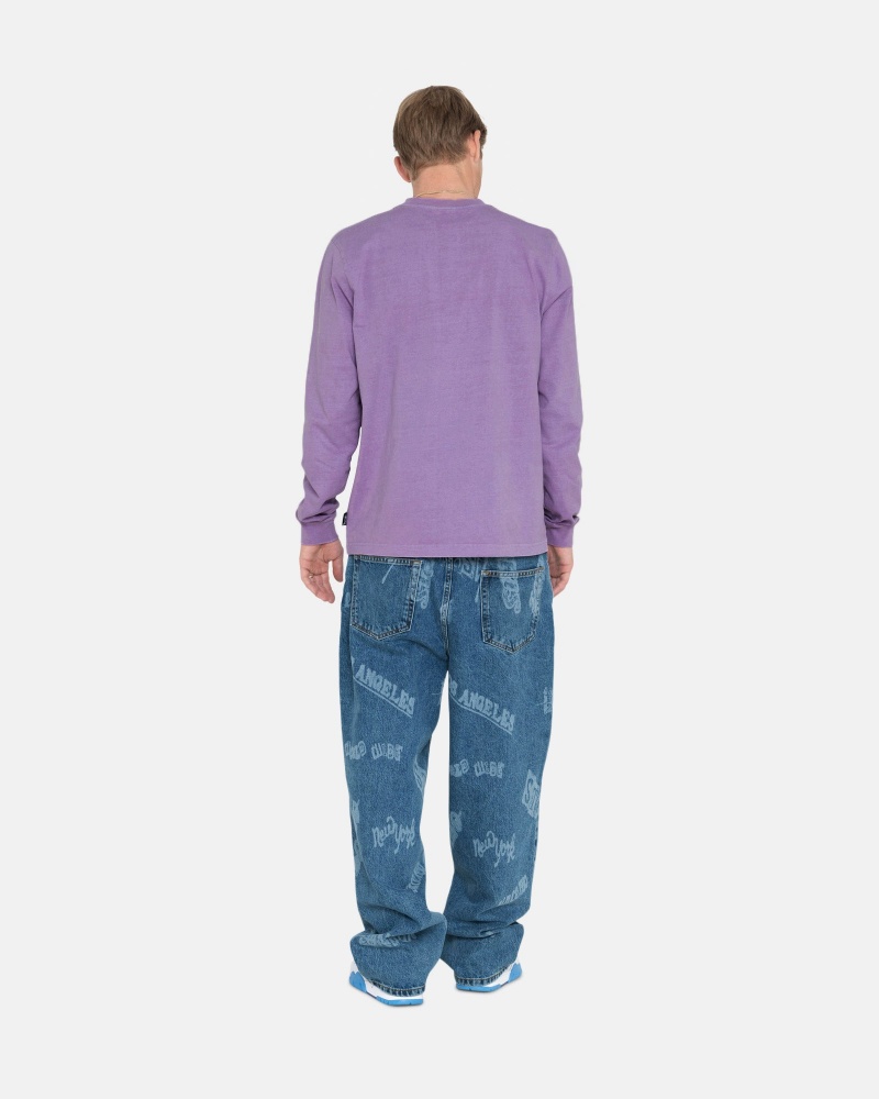 Lavender Stüssy Heavyweight Pigment Dyed Ls Crew | NOCG-07391