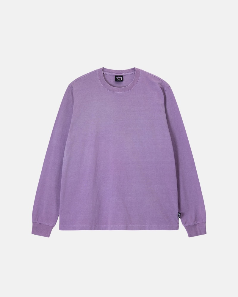 Lavender Stüssy Heavyweight Pigment Dyed Ls Crew | NOCG-07391