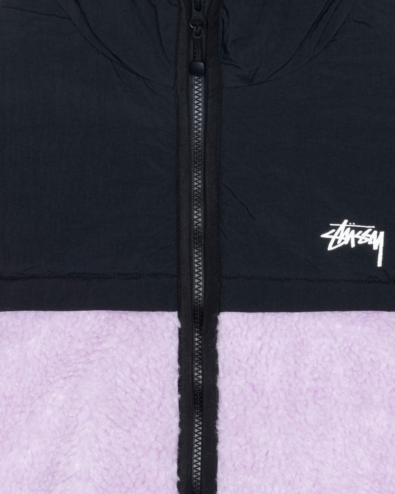 Lavender Stüssy Sherpa Paneled Hooded Jacket | MIAR0-7851