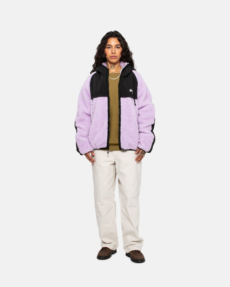 Lavender Stüssy Sherpa Paneled Hooded Jacket | MIAR0-7851