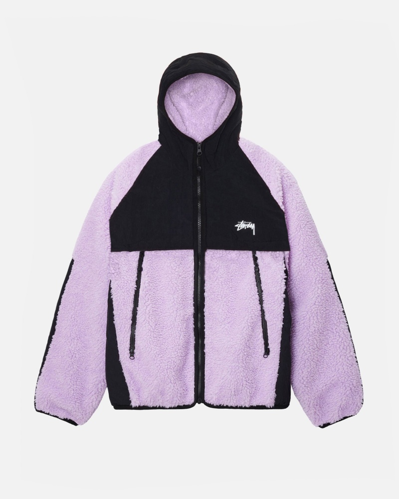 Lavender Stüssy Sherpa Paneled Hooded Jacket | MIAR0-7851