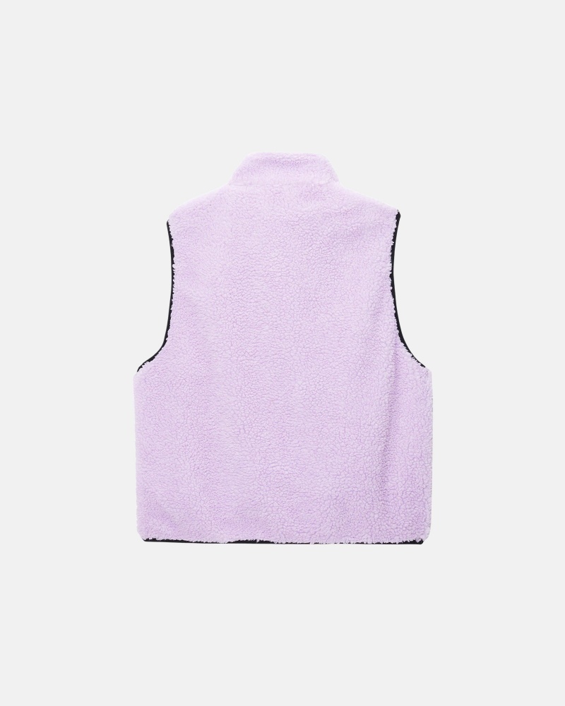 Lavender Stüssy Sherpa Reversible Vest | IPCR7-3401