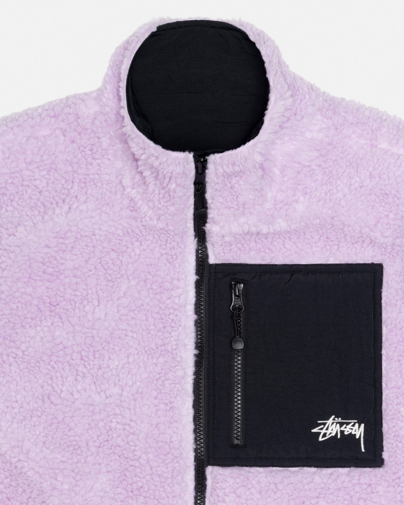 Lavender Stüssy Sherpa Reversible Vest | IPCR7-3401