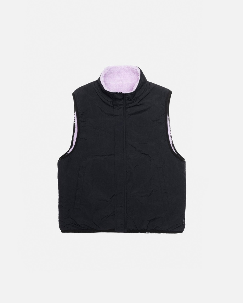 Lavender Stüssy Sherpa Reversible Vest | IPCR7-3401