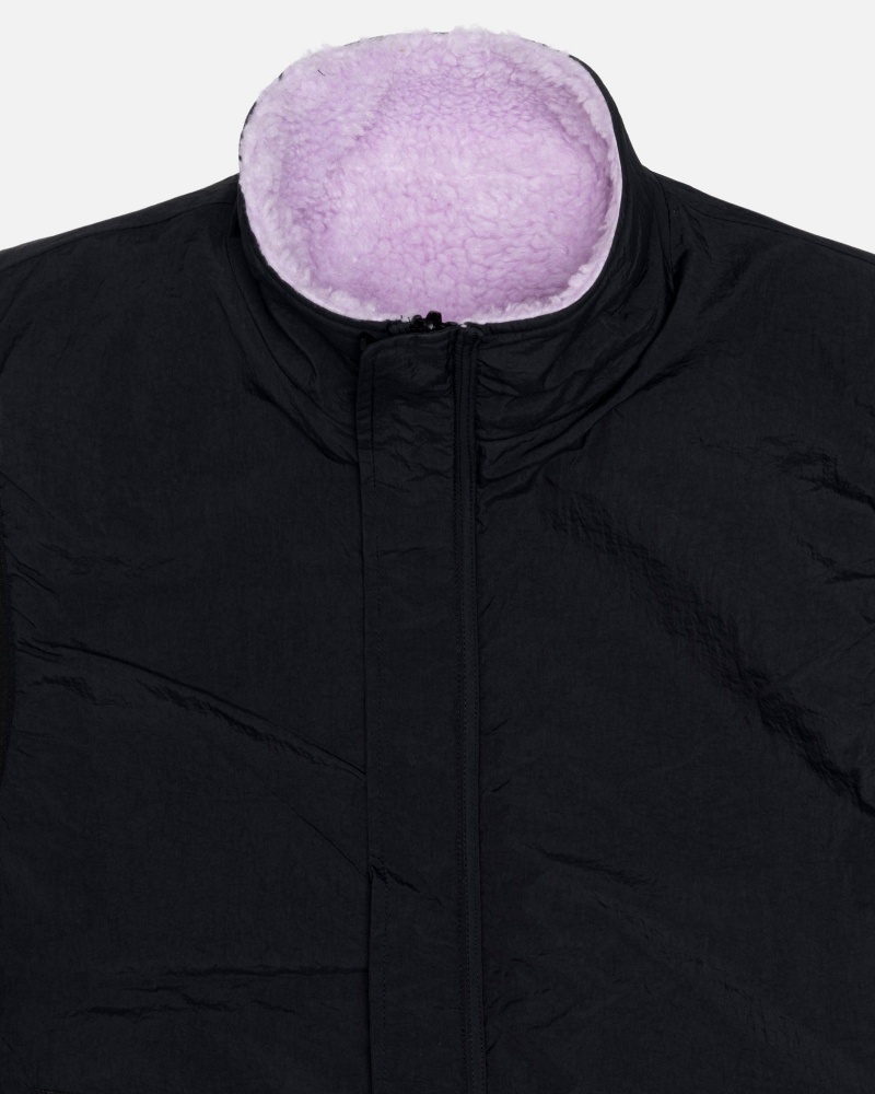 Lavender Stüssy Sherpa Reversible Vest | IPCR7-3401