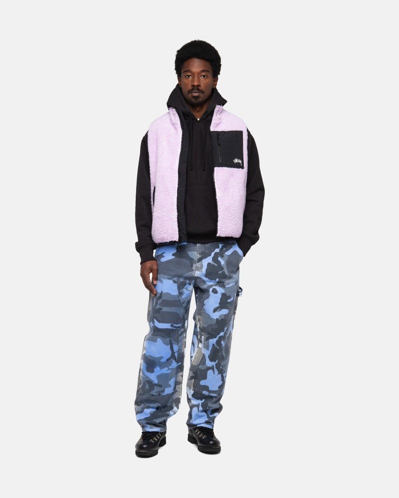 Lavender Stüssy Sherpa Reversible Vest | IPCR7-3401