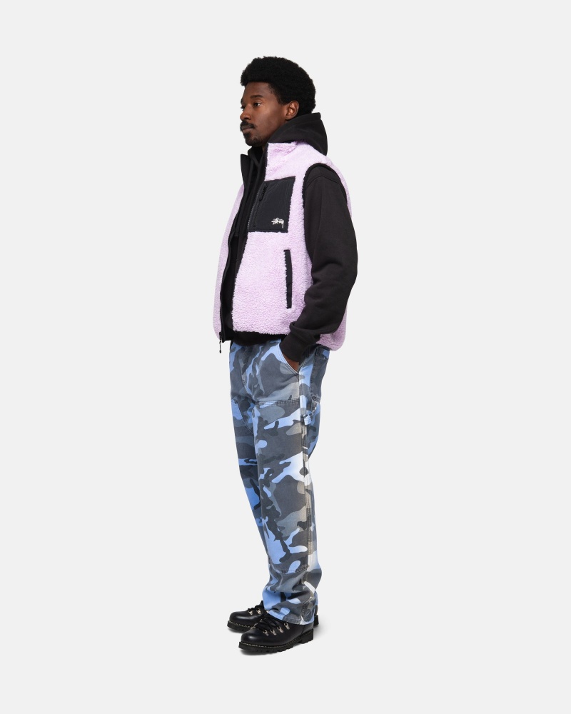 Lavender Stüssy Sherpa Reversible Vest | IPCR7-3401