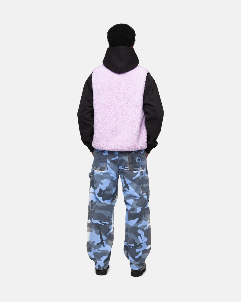 Lavender Stüssy Sherpa Reversible Vest | IPCR7-3401