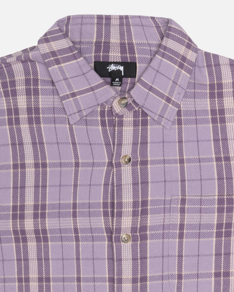 Lavender Stüssy Stones Plaid Shirt | RDHT7-5938