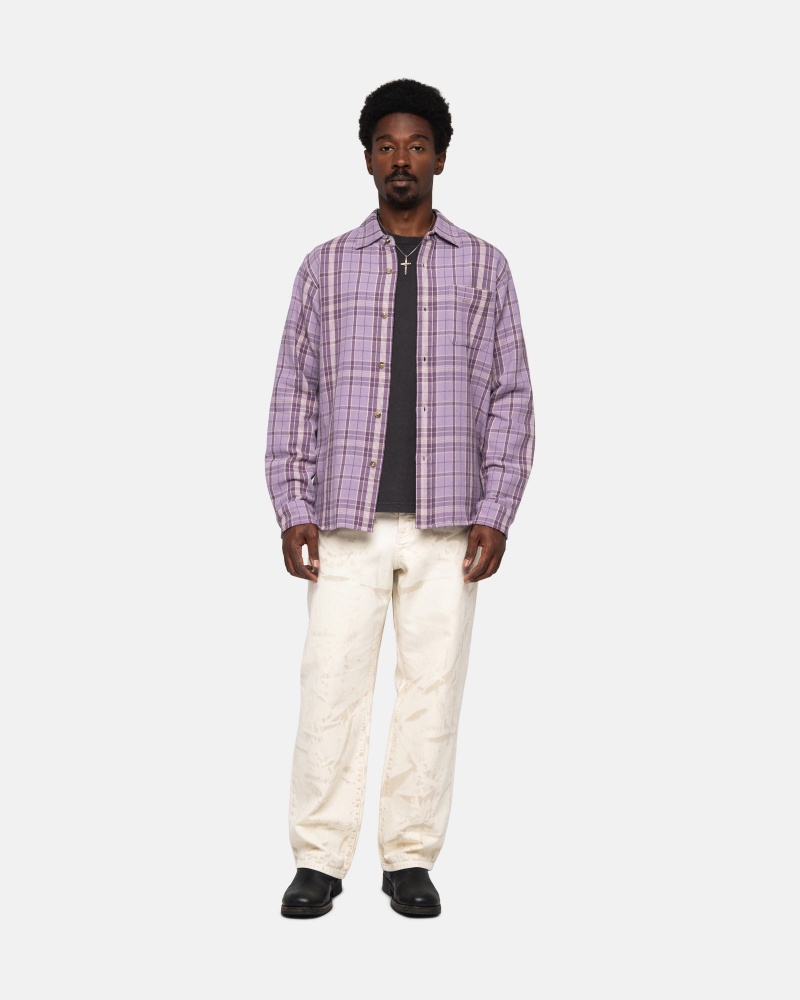 Lavender Stüssy Stones Plaid Shirt | RDHT7-5938